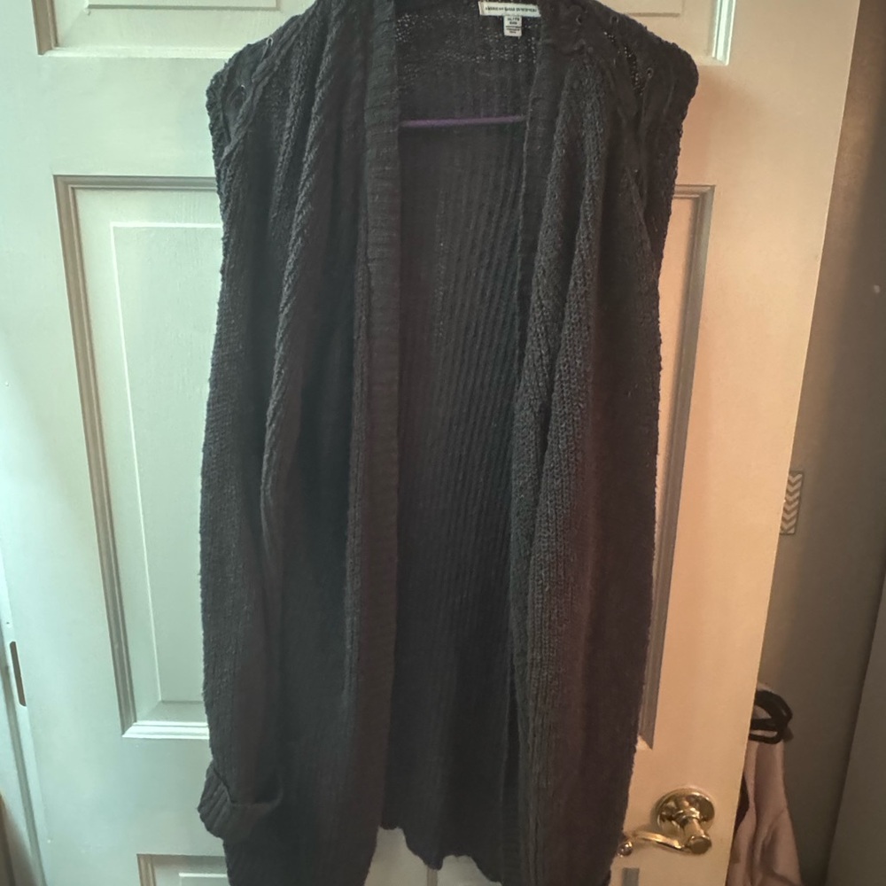 American Eagle Outfitters Black Open-Front Cardigan